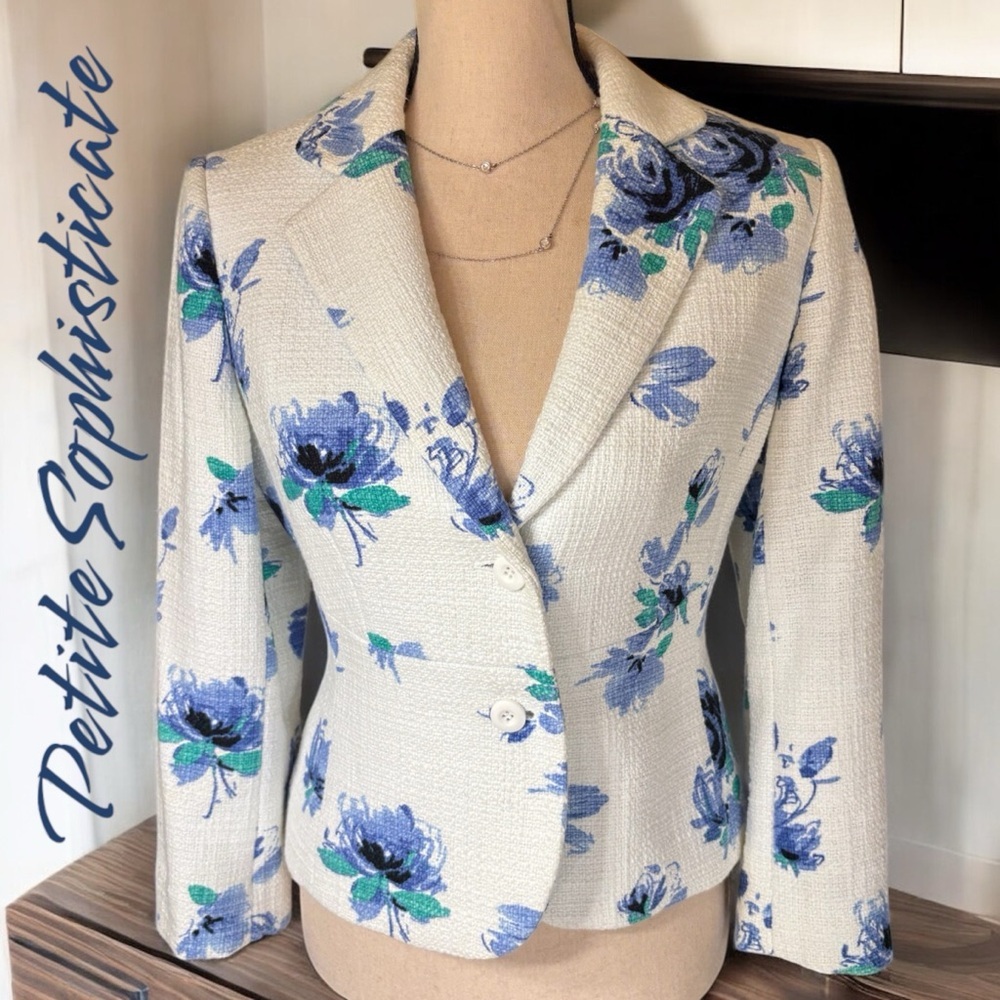 Petite Sophisticate-NWT Size 6 stunning woven cotton floral blazer. Lined. New! - Picture 10 of 16